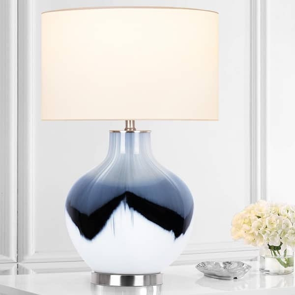 Large Table Lamp: Swirled Glass Gourd with White Shade