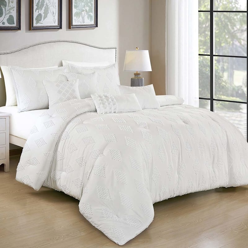 Layered Ruffles Comforter Set Pintuck Detailing Romantic Shabby Chic