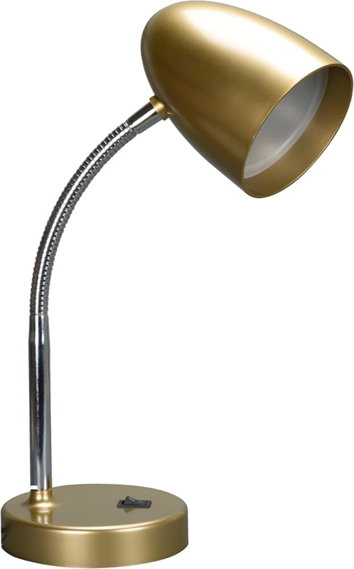 LED Desk Lamp Brushed Gold Finish Flexible Gooseneck Slim Design