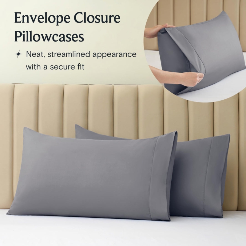 Light Grey Bed Sheet Set Wrinkle Free Finish Deep Pocket Silky