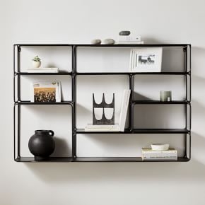 Linear Wall Shelf, Ultra-Slim Profile, Matte Black Metal, Minimalist Ledge