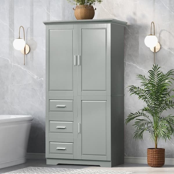 Linen Cabinet Tall Narrow Shaker Style Open Center Shelf