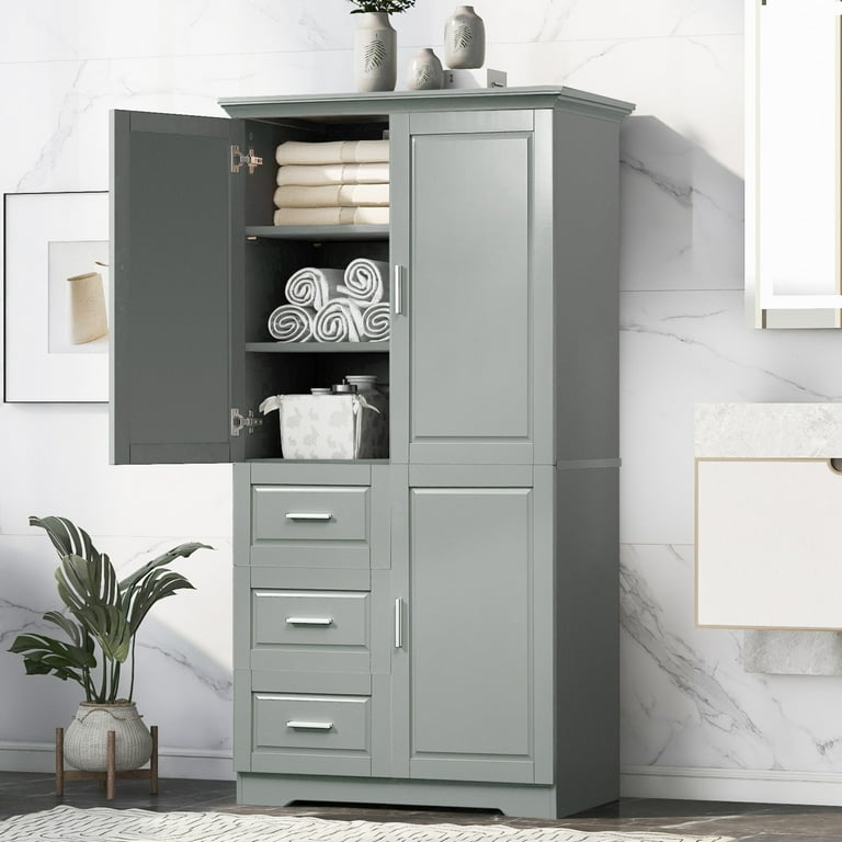 Linen Cabinet Tall Slender Shaker Door Tapered Legs Matte Finish