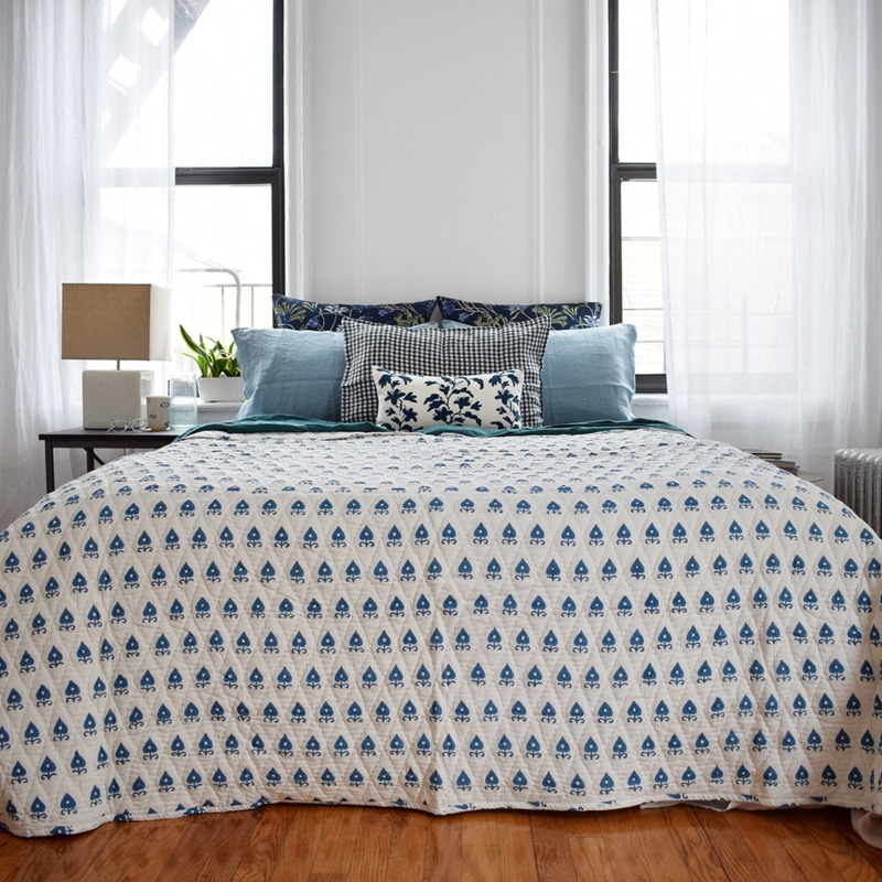 Linen Pillowcase Scandinavian Blue Hue Breathable Coastal Style