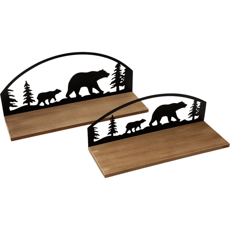 Lodge Style Cabin Wall Shelves, Set of 2 Branch Like Brackets