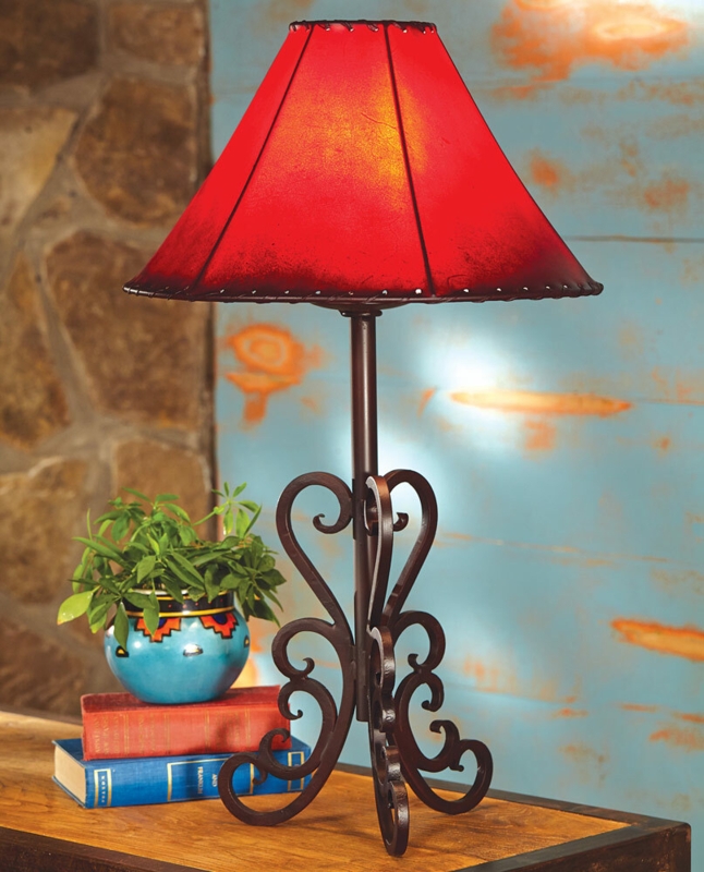 Lodge Style Table Lamp featuring Pine Tree Silhouette Base
