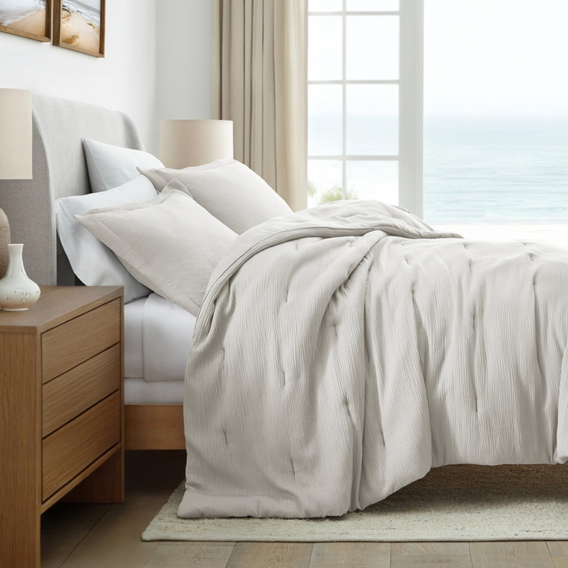 Lofty Cloud Weave Comforter Set, Dune Beige, Textured