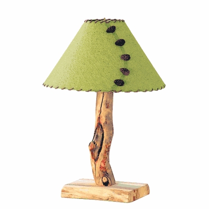 Log Cabin Table Lamp with Natural Bark Finish and Empire Shade