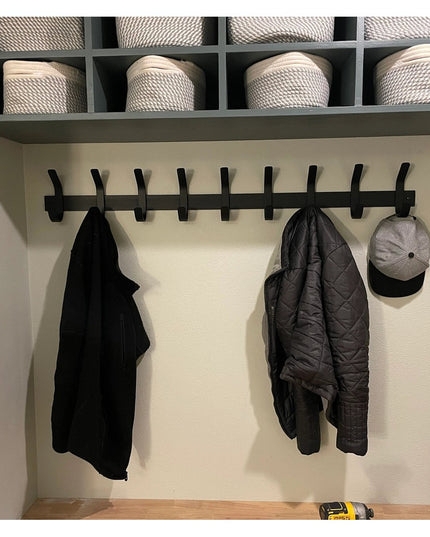 Long Horizontal Wall Mounted Coat Rack Nine Double Hooks
