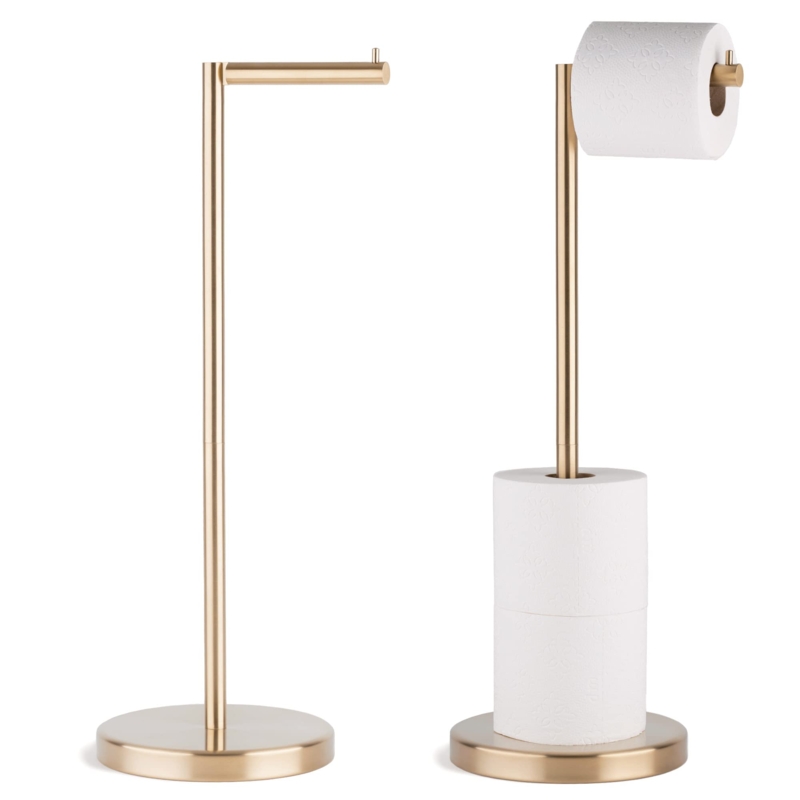 Luxurious Brushed Gold Freestanding Stand with Reserve Storage