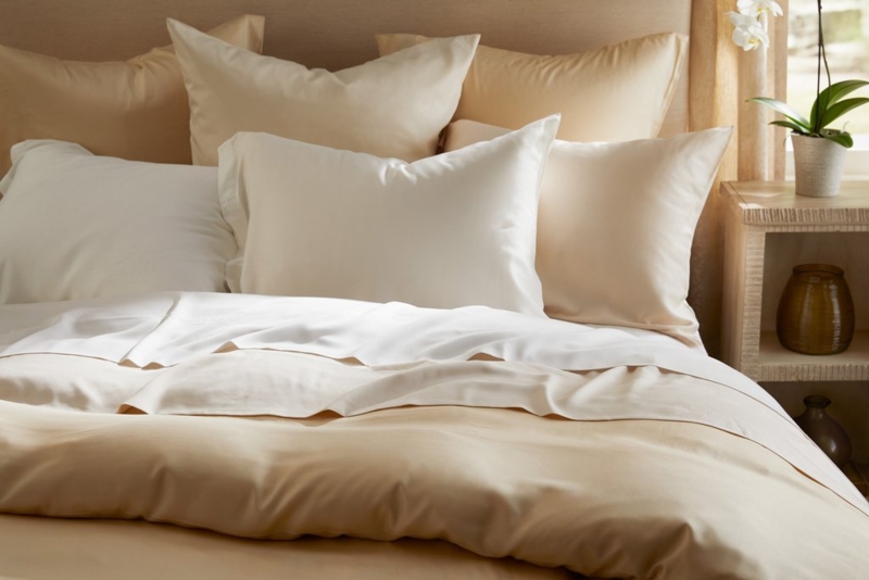 Luxury Silky Pillowcase Stack Satin Sheen Cream Beige