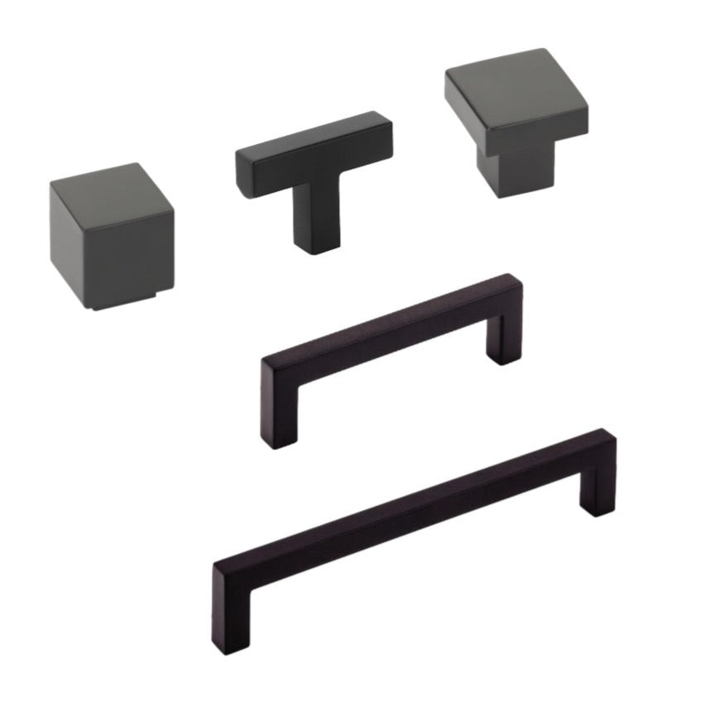 Matte Black Cabinet Hardware: Knurled Knobs & Pulls Set