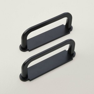 Matte Black Drawer Pull with Circular Bases for Farmhouse Cabinetry