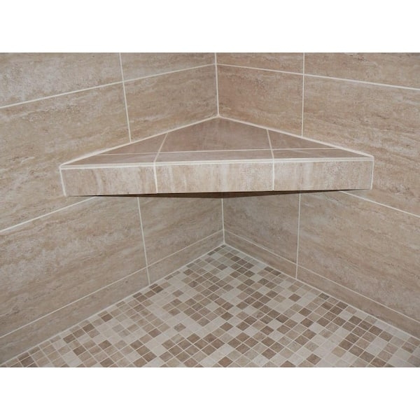 Matte Black Shower Seat: Triangular Corner Mount for Tile