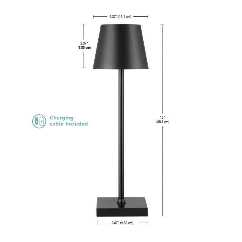Matte Black Table Lamp Mushroom Silhouette Cylindrical Base