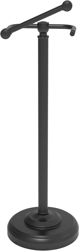 Matte Black Toilet Paper Stand featuring Pivoting Dispenser Arm