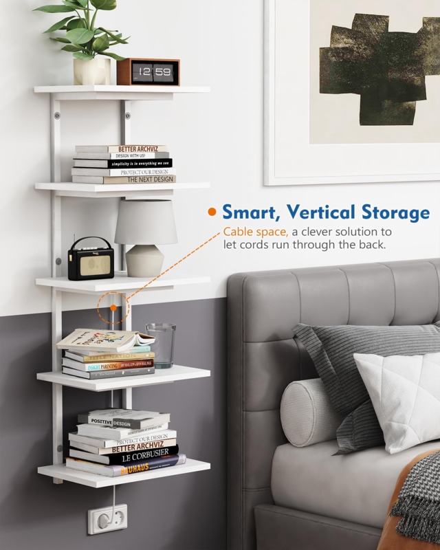 Matte White Zigzag Wall Shelf Unit for Modern Vertical Display