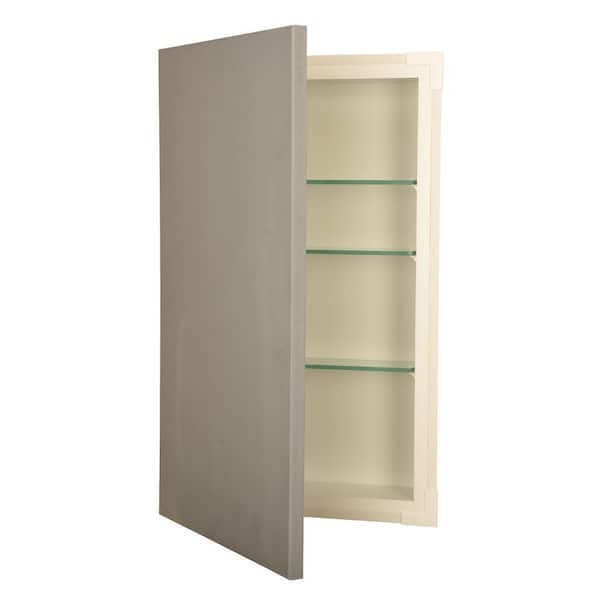 Medicine Cabinet Recessed Gray Slab Panel Double Door Minimalist