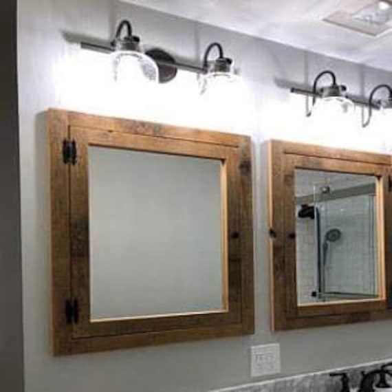 Medicine Cabinet Rustic Reclaimed Wood Distressed Finish Mirrored Door
