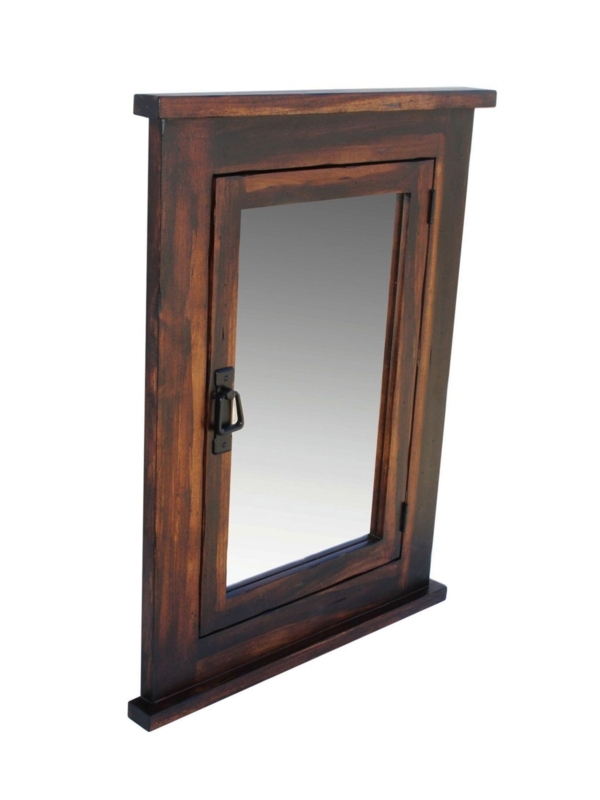 Medicine Cabinet Warm Wood Mission Style Recessed with Round Knob