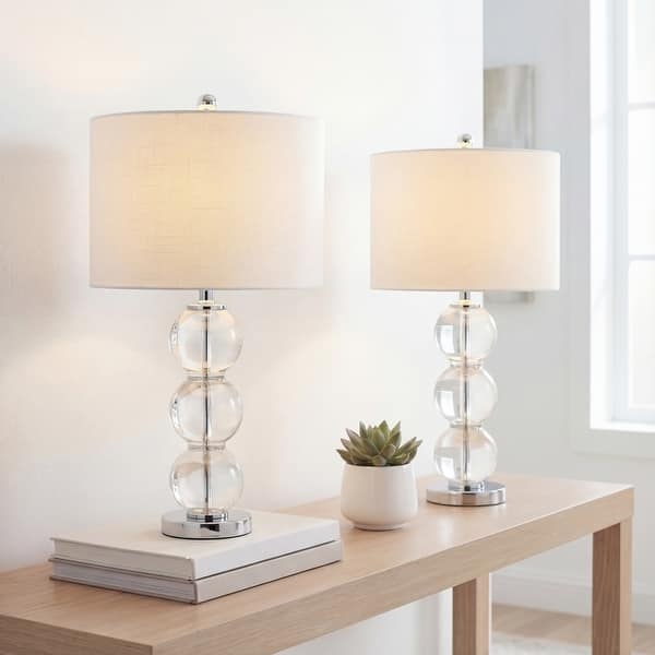 Mercury Glass Table Lamp Glam Stacked Spheres Silver Triple Base