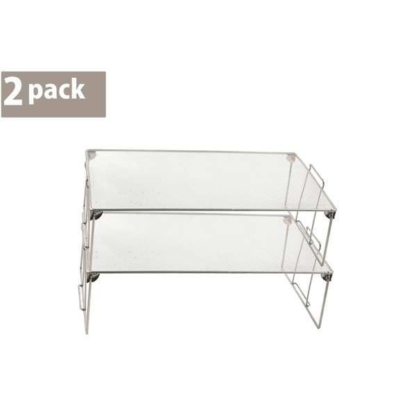 Mesh Shelf Stackable Wire Legs Rectangular Frame Minimalist Style