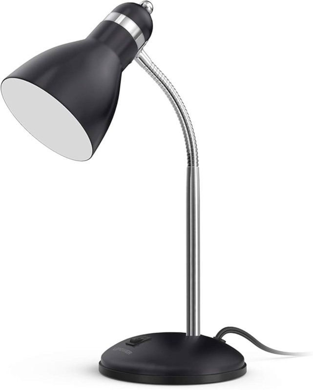 Metal Desk Lamp with Adjustable Gooseneck and Bell Shade, Matte Finish