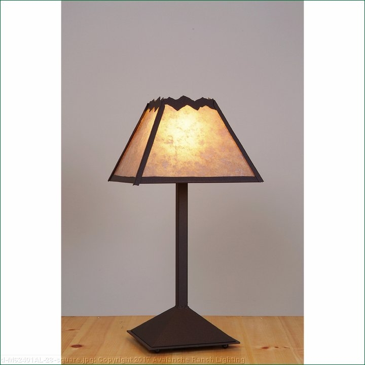 Metal Desk Lamp with Shepherd's Hook Arm and Square Fabric Shade