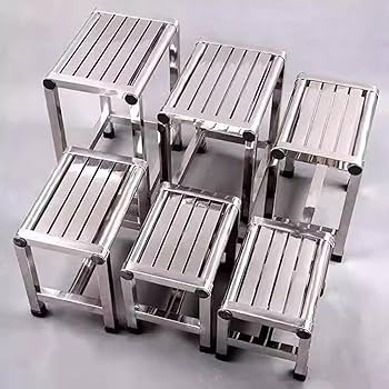 Metal Shower Stool, Stainless Steel with Rounded Corners.