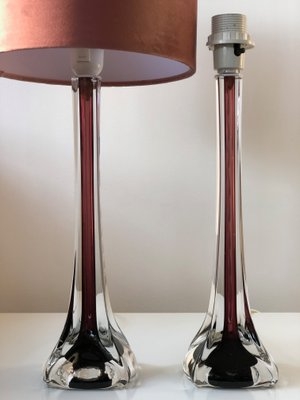Mid Century Table Lamps Pair with Sommerso Glass Teardrop Base