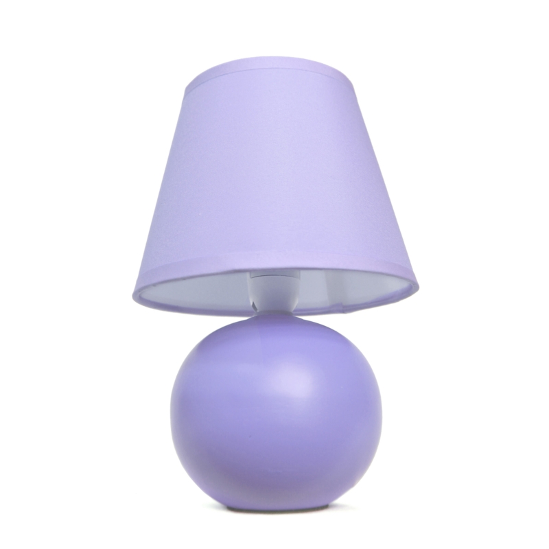 Mini Purple Spherical Ceramic Table Lamp with Pull Chain