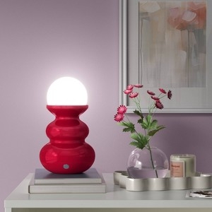 Mini Table Lamp Pink Finish Orb Shade Minimalist Bedroom Lighting