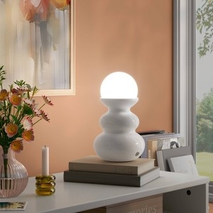 Mini Table Lamp White Conical Base Frosted Orb Accent Light