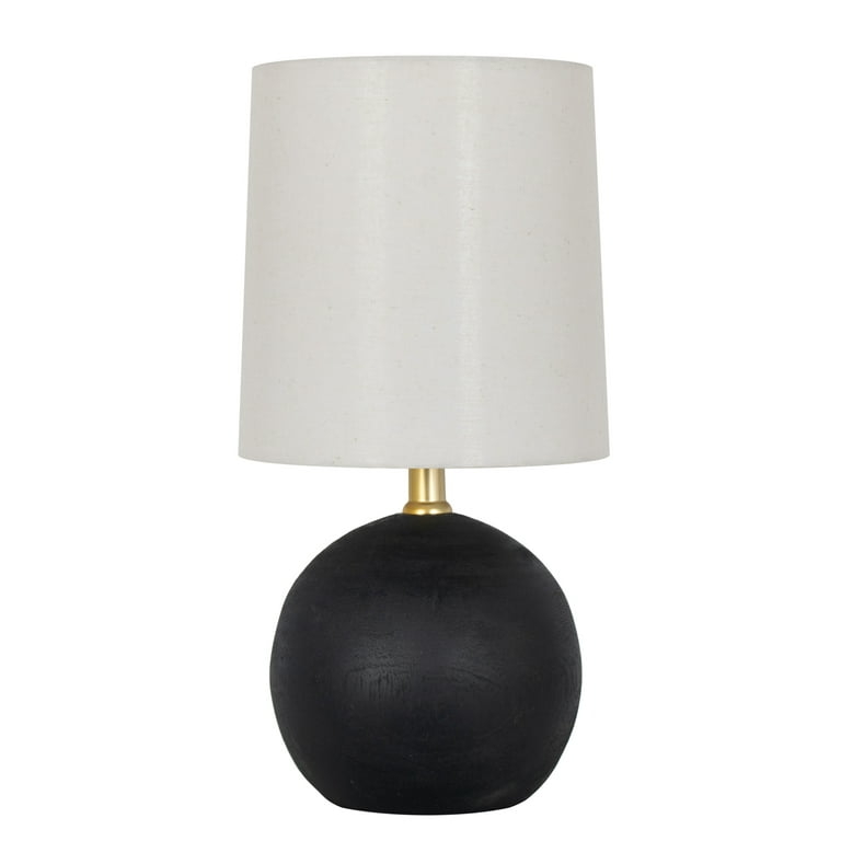 Mini Table Lamp with Matte Black Spherical Wood Base