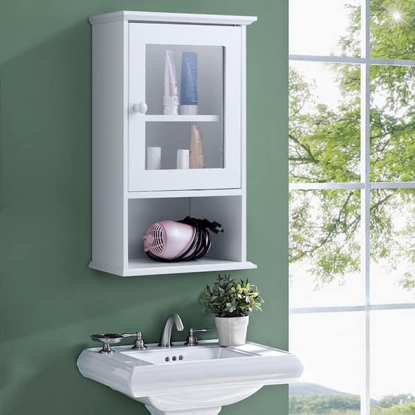 Minimalist Bathroom Wall Cabinet with Single Door and Vertical Handle