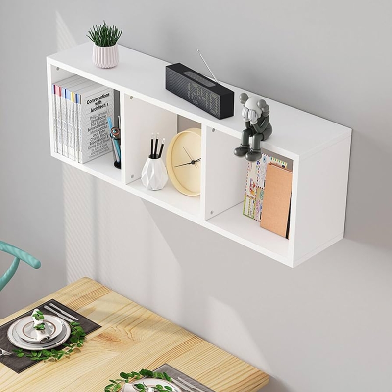 Minimalist Blonde Wood Floating Shelf with Invisible Mounting