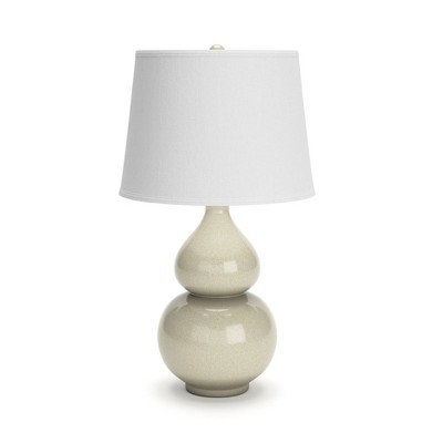 Minimalist Ceramic Table Lamp: Horizontally Ribbed Cream Base