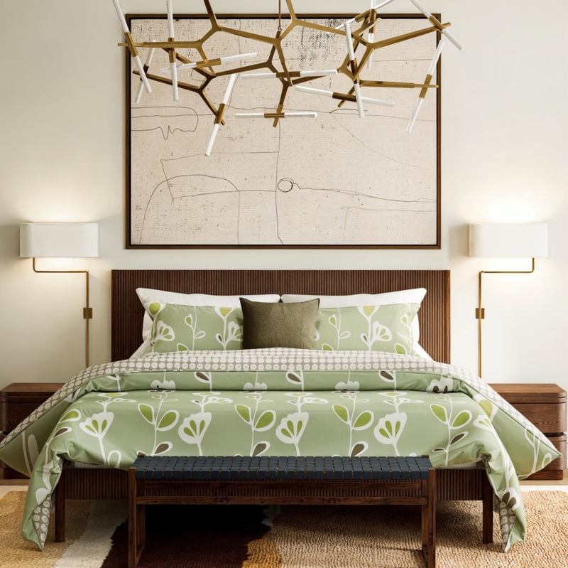 Minimalist Duvet Cover Set with Irregular Grid Pattern, Stencil Detail