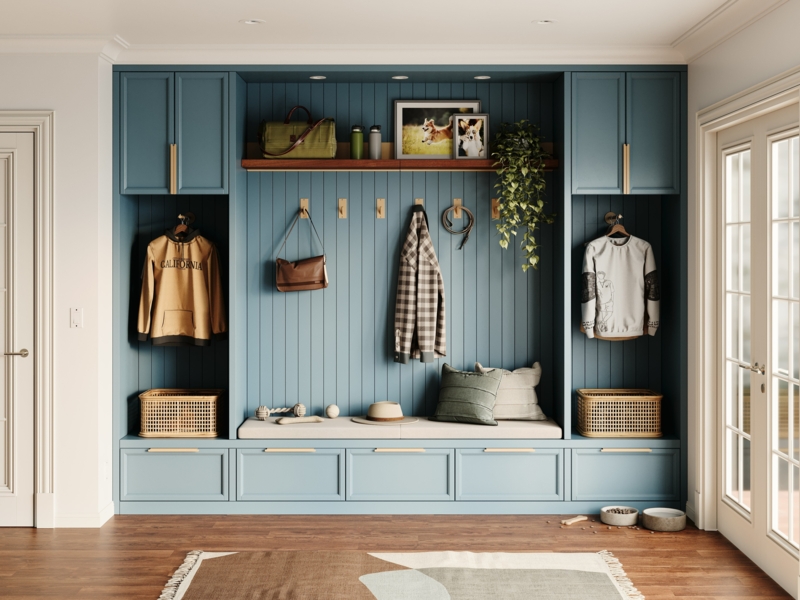 Minimalist Entryway Organization System with Modular Pegboard