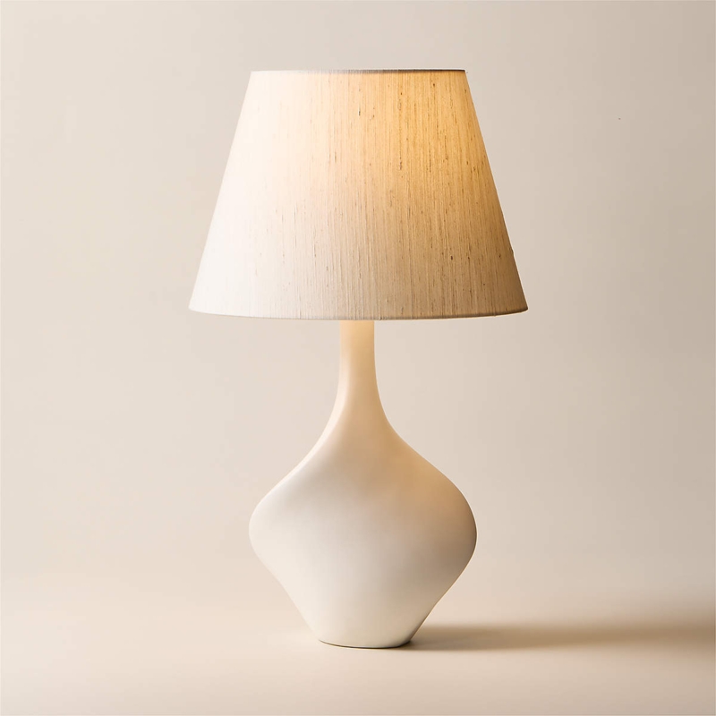 Minimalist Geometric Resin Lamp, Sculptural Faceted Base.