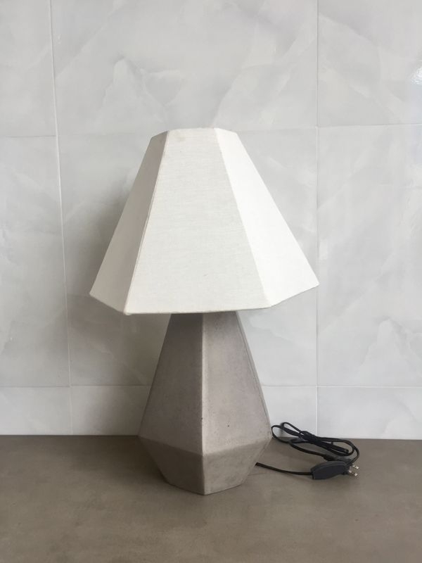 Minimalist Light Gray Stippled Concrete Table Lamp
