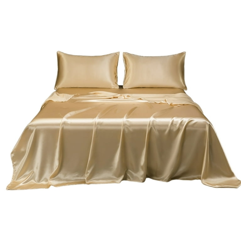 Minimalist Sheet Set in Beige Sateen with Lustrous Smooth Finish