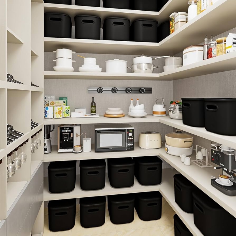 Minimalist Storage Bins with Contrast White Handles and Lids