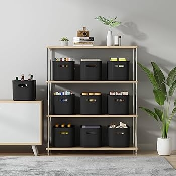 Minimalist Storage Bins with Matching Lids and Integrated Handles
