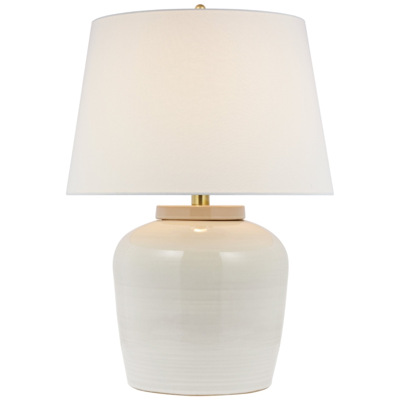 Minimalist Table Lamp Ceramic Column Base with Linen-Like Drum Shade