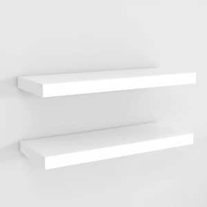 Minimalist White Floating Shelf Set of Two with Hidden Brackets