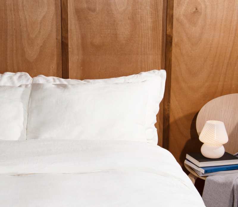 Minimalist White Pillowcase Set Crinkled Linen Texture