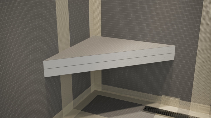 Minimalist White Shower Bench: Seamless Floating Corner Installation