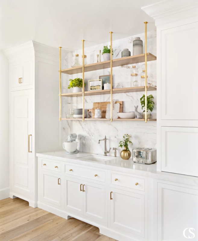 Mixed Antique Patina Cabinet Hardware on Cream Inset Cabinetry