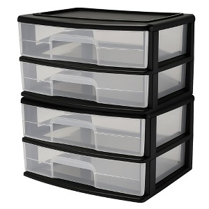 Mobile Storage Cart with Wide Body Clear Drawers and Frame